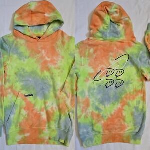 Twitch Unisex Sz XS Orange Green Tie Dye Glitch Hooded Pullover Sweatshirt Prep